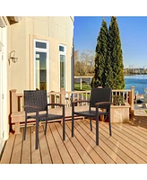 Sugift Set of 2 Outdoor Patio Pe Rattan Dining Chairs
