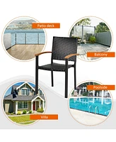 Sugift Set of 2 Outdoor Patio Pe Rattan Dining Chairs