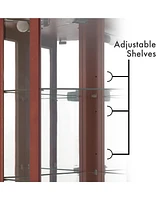 Slickblue 6-Shelf Corner Curio Display Cabinet with Lights and Mirrors