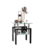 Slickblue Modern Tempered Glass Coffee Table and End Table for Stylish Living Room Decor