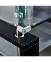 Slickblue Clear Glass Top Side Table Modern End Table for Home Decor