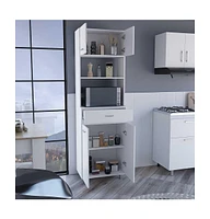 Depot E-Shop Mucura Microwave Double Door Cabinet, One Drawer, One Shelf For Microwave, White