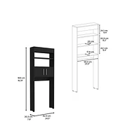 Depot E-Shop Atlas Over The Toilet Cabinet, Two Shelves, Double Door, Black