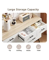 Slickblue 7-Drawer Dresser for Bedroom, Modern White Chest with Deep Drawers, Wood Storage Unit for Living Room