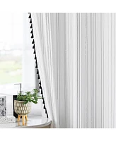 Awesome Home Stripe Shower Curtain with Tassels, Black/White, 72"X72"