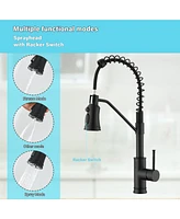 Flynama Pull out Touchless Single Handle Kitchen Faucet with MotionSense In Black
