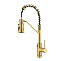 Flynama Pull out Touchless Single Handle Kitchen Faucet with MotionSense In Brushed Gold