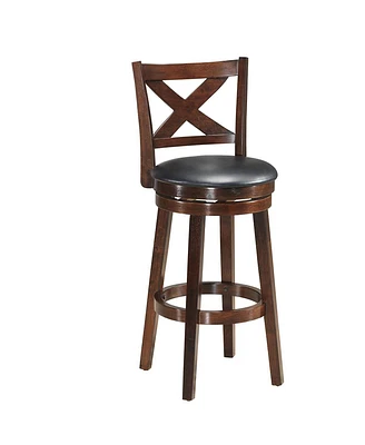 Sugift Swivel X-back Upholstered Counter Height Bar Stool with Pvc Cushioned Seat