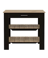 Depot E-Shop Delos Kitchen Island 37" H, Two Open Storage Shelves, One Drawer, Four Legs,Towel Hanger