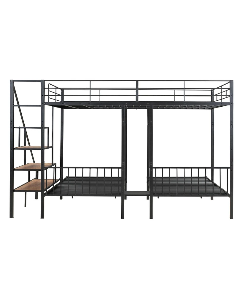 Streamdale Furniture Full Over Twin-Twin Triple Bunk Bed With Drawers And Staircase