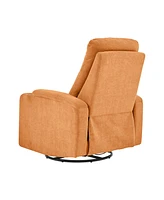 Streamdale Furniture Swivel Rocking Recliner with Usb & Cup Holder, Light Orange