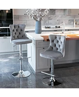 Streamdale Furniture Gray Swivel Velvet Bar Stools (Set of 2)