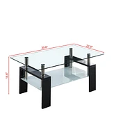 Streamdale Furniture Modern Glass Coffee Table with Spacious Storage and Tempered Glass Design