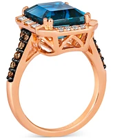 Le Vian London Blue Topaz (6 ct. t.w.) & Diamond (5/8 ct. t.w.) Statement Ring in 14k Rose Gold