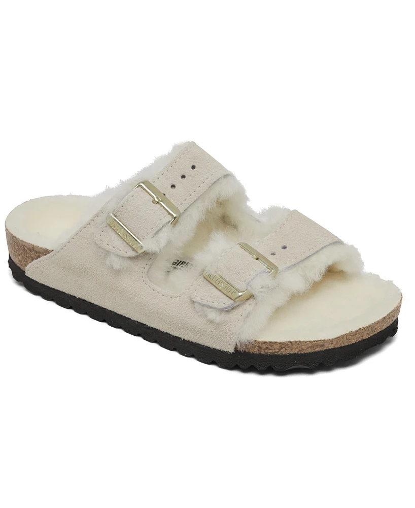 Birkenstock Women's Arizona Shearling Suede Leather Sandals from Finish Line