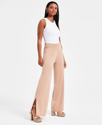Bar Iii Women's Sweater-Knit Slit-Hem Pants, Exclusively at Macy's