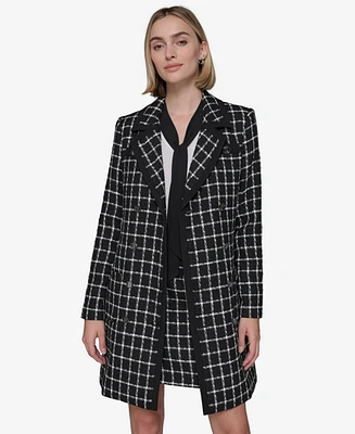 Karl Lagerfeld Paris Women's Windowpane Topper Jacket