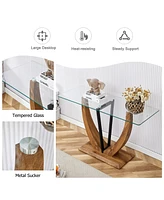 Streamdale Furniture Durable Tempered Glass Tabletop with Solid Base, Easy to Assemble