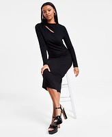 Bar Iii Women's Cutout Mock Neck Midi Dress, Exclusively at Macy's