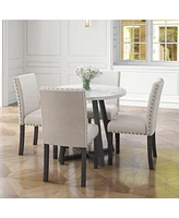 Streamdale Furniture 5-Piece Dining Set with Marble-Inspired Table & Ergonomic Chairs