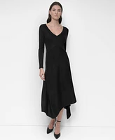 Dkny Women's Asymmetrical Long-Sleeve Midi Dress