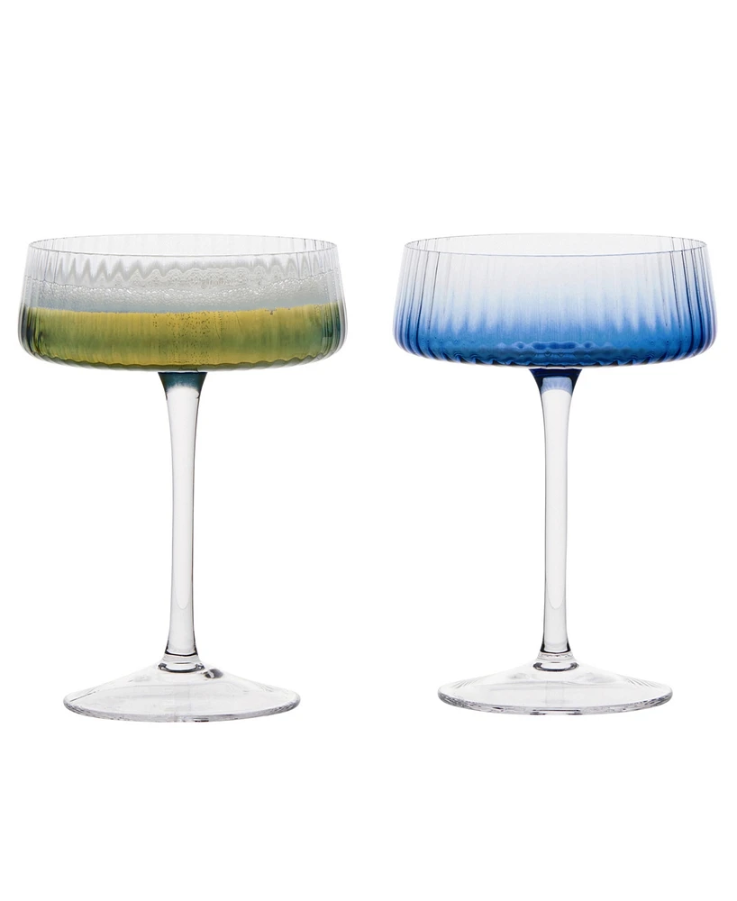 Anton Studio Designs Empire Blue Champagne Coupes, Set of 2