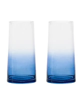 Anton Studio Designs Empire Blue Highball Tumblers, Set of 2