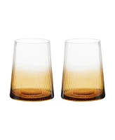 Anton Studio Designs Empire Double Old Fashioned Tumblers Amber, Set of 2