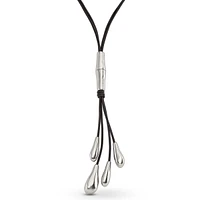 UNOde50 Long Leather Whip and Gold Plated Drop Necklace