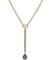 Karl Lagerfeld Paris Two-Tone Crystal Pave Disco Ball Lariat Necklace, 16" + 3" extender