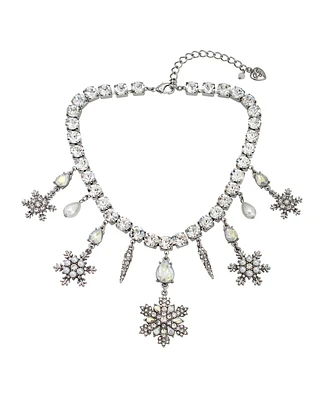 Betsey Johnson Faux Stone Snowflake Gem Bib Necklace