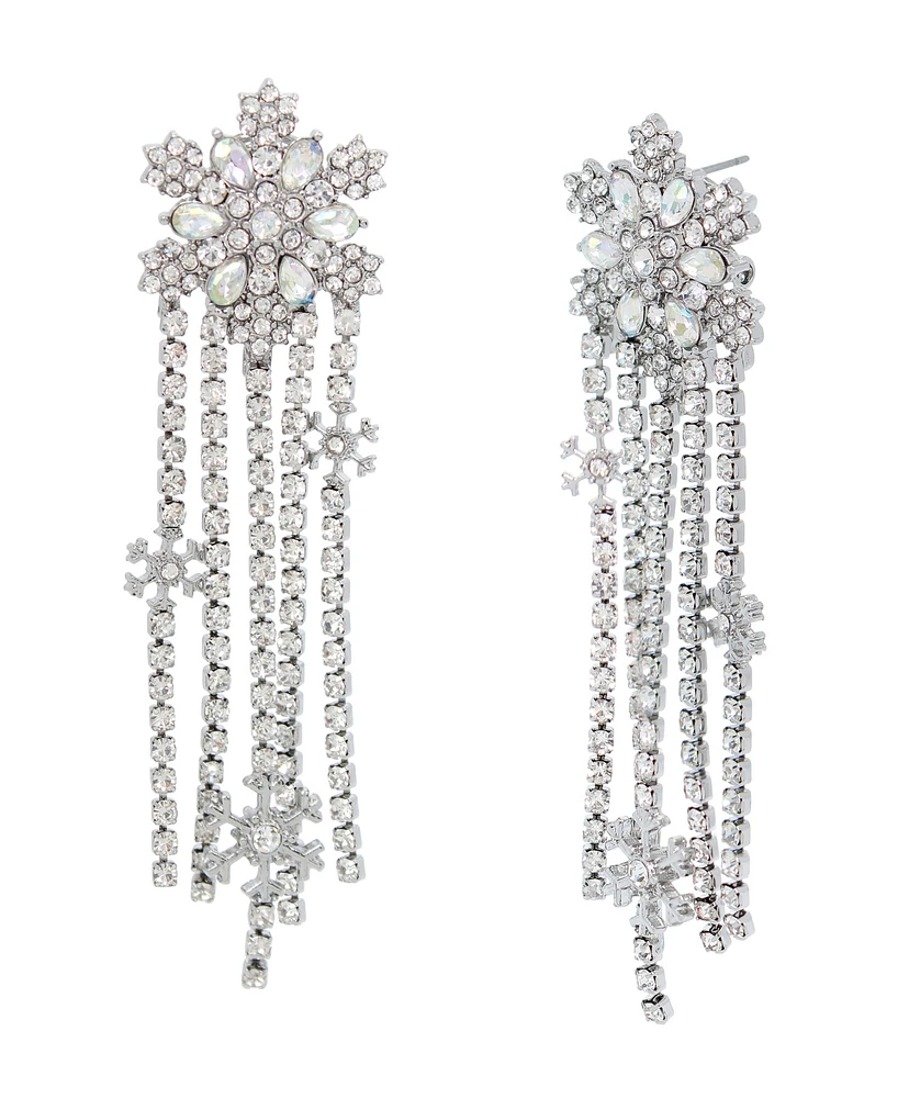 Betsey Johnson Faux Stone Snowflake Rhinestone Chandelier Earrings