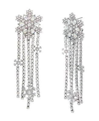 Betsey Johnson Faux Stone Snowflake Rhinestone Chandelier Earrings