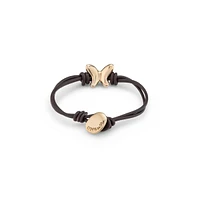 UNOde50 18k Gold Plated Metal Two Leather Straps Bracelet