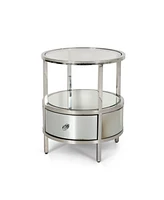 Streamdale Furniture Mirrored Modern Glam End Table with Glass Top and Reflective Accents