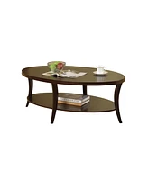 Streamdale Furniture Espresso Oval Coffee Table with Shelf