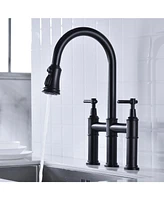 Streamdale Furniture Bridge Kitchen Faucet With Pulldown Spray Head In Spot