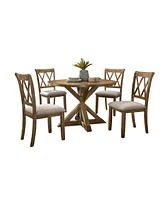 Streamdale Furniture Windvale Cross-Buck Wood 5-Piece Dining Set