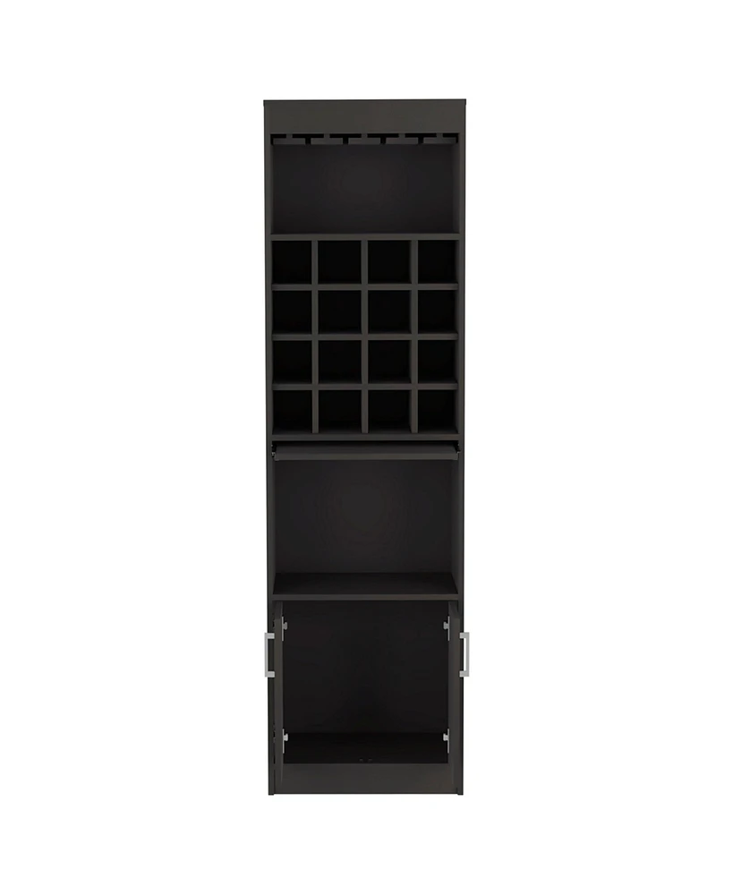 Depot E-Shop Athens Kava Bar Cabinet, 16 Built-in Wine Rack, Two Door Cabinet, Two Shelves, Black