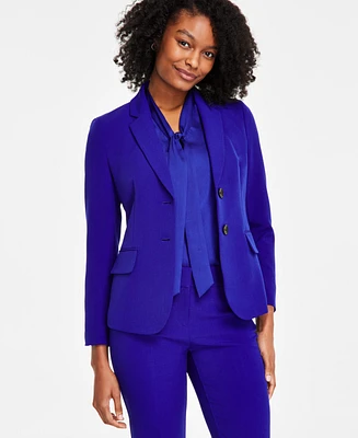 Kasper Women's Stretch Crepe Two-Button Notch-Collar Blazer, Regular & Petite