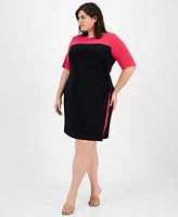 Connected Plus Elbow-Sleeve Sheath Dress