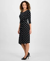 Connected Petite Twisted Polka-Dot Dress