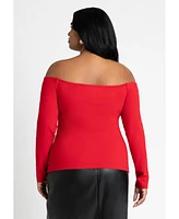 Eloquii Plus Size Square Neck Off The Shoulder Top