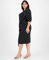 Connected Plus Printed Twisted-Side Midi Dress