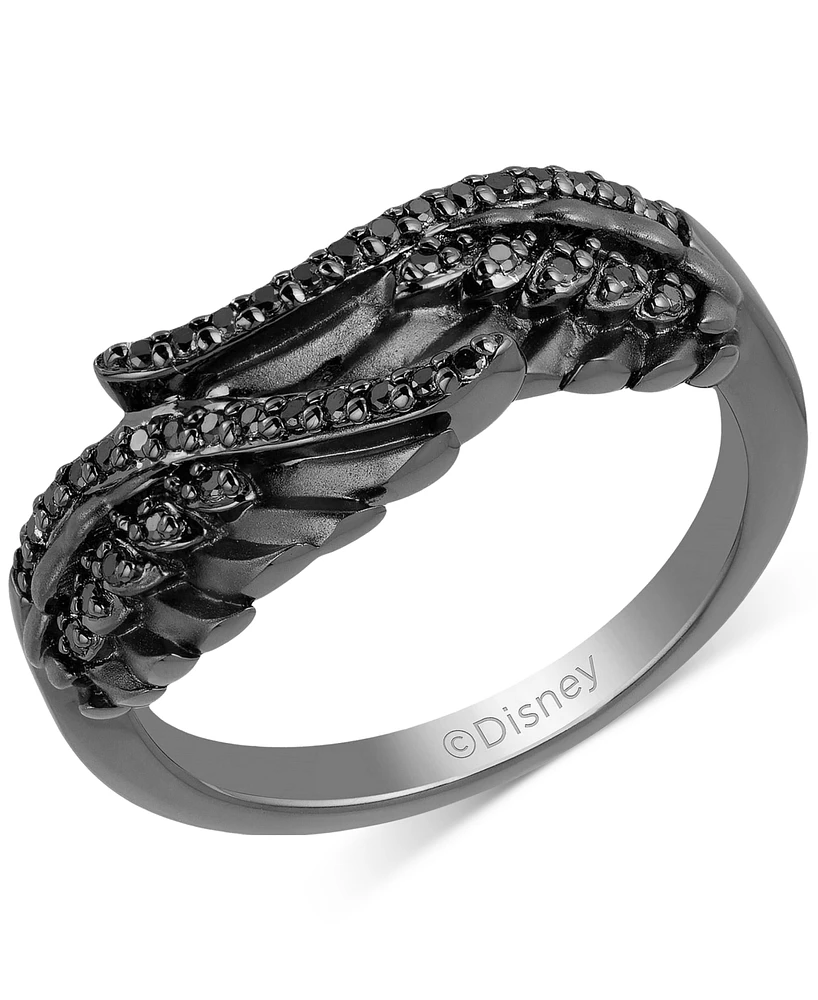 Disney Enchanted Vault Maleficent Wing Black Diamond Ring (1/4 ct. t.w.) in Black Rhodium-Plated Sterling Sliver