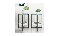 Slickblue 2-Piece Clear Tempered Glass End Table Set for Modern Living Room Decor