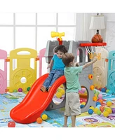 Gouun 5 in 1 Toddler Climber Slide Playset with Basketball Hoop and Telescope