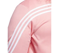 adidas Plus Logo Graphic Striped-Sleeve Sweatshirt