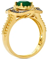 Le Vian New Emerald (7/8 ct. t.w.) & Diamond (1/3 ct. t.w.) Statement Ring in 14k Yellow Gold