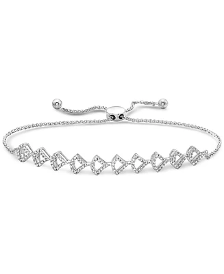 Diamond Openwork Curved Link Bolo Bracelet (1/2 ct. t.w.) in 10k White Gold